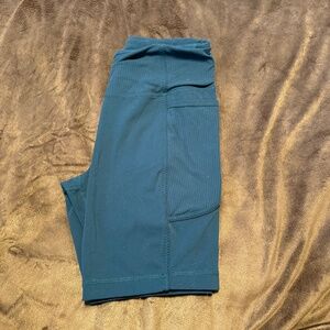 A dark pair of biker shorts.